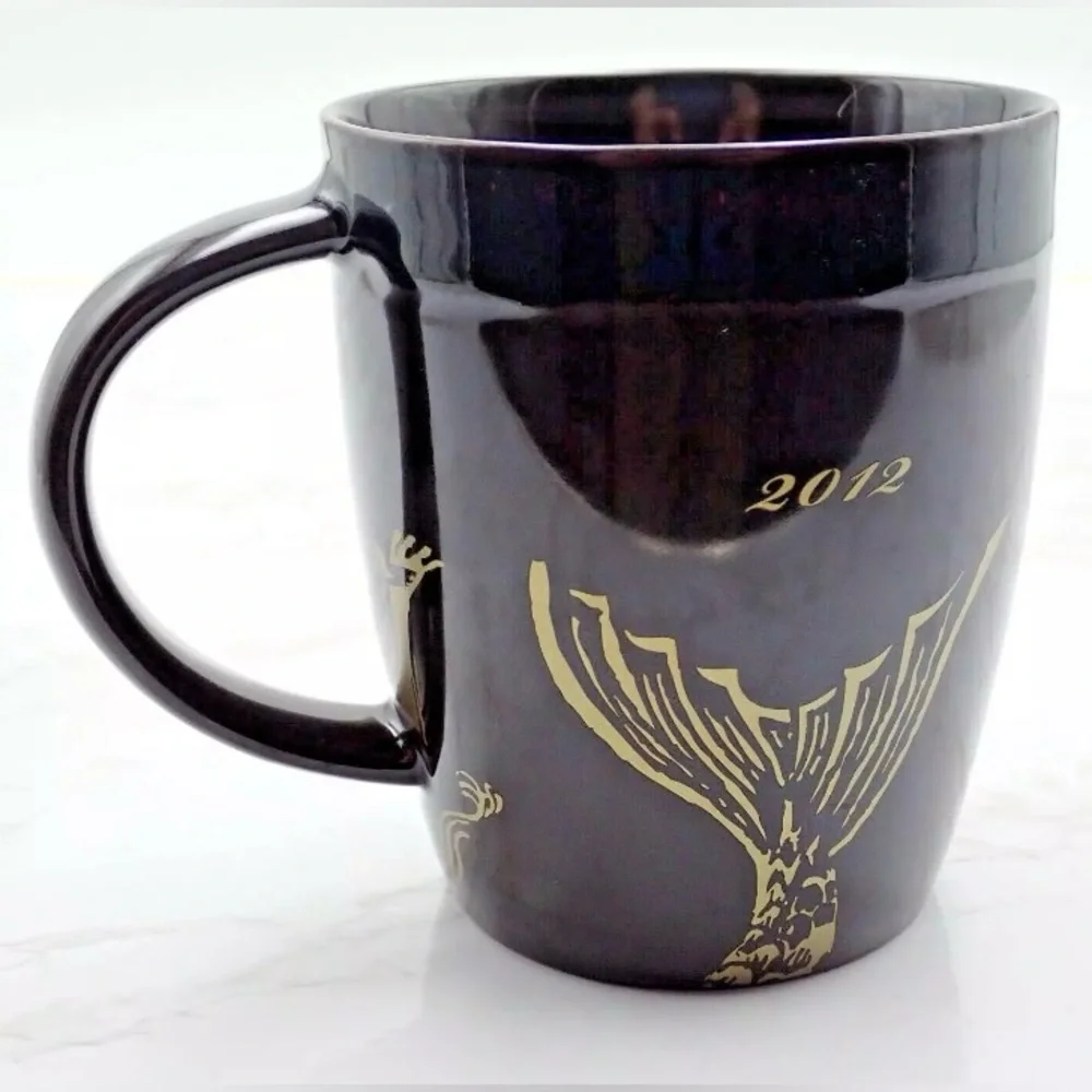 Starbucks Bone China 2012 Siren Mermaid With Crown Brown Gold Coffee Mug Cup
